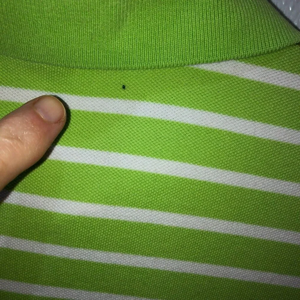 Polo Ralph Lauren Mens XL Green White Striped Knit Custom Fit Shirt
